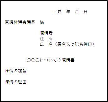 図：陳情書 記載例